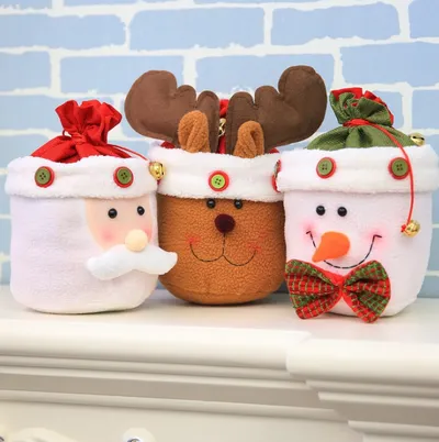 Santa Snowman Gift Candy Bell Bag Christmas Decoration Holiday Gift Bag