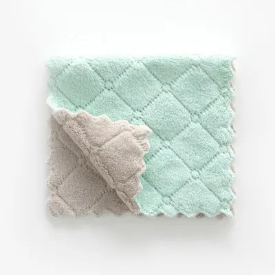 Printed two-color double-sided absorbent dish cloth non-stick oil hand towel thickening wipe tablecloth towel kitchen rag