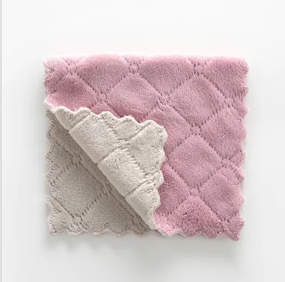 Printed two-color double-sided absorbent dish cloth non-stick oil hand towel thickening wipe tablecloth towel kitchen rag