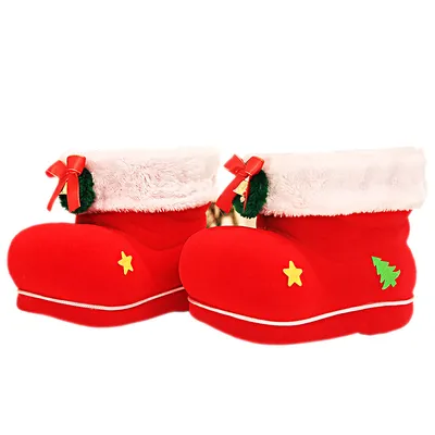 Large Christmas Red Flocking Candy Boots