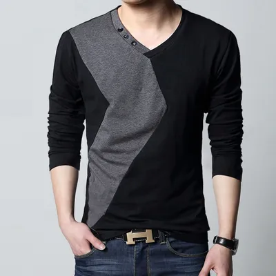 Men's combed cotton long sleeve T-shirt