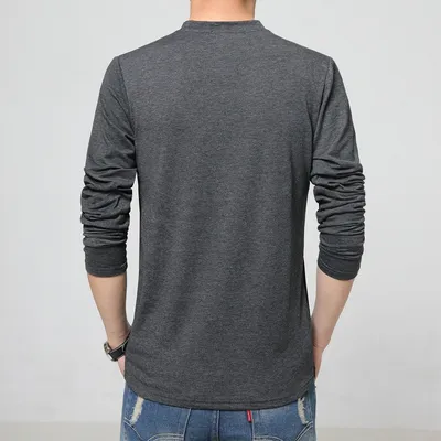 Men's combed cotton long sleeve T-shirt