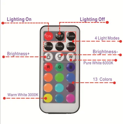 Remote control diving light 3CM diamond twist full color red green blue white warm white waterproof LED light