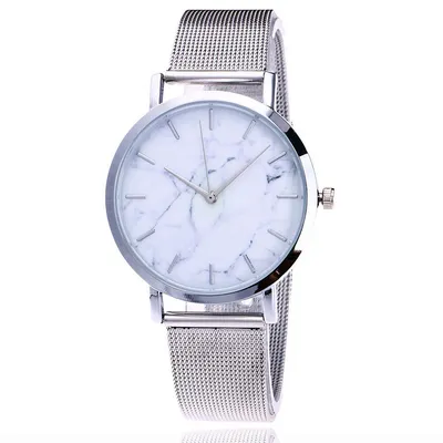 Vansvar fashion brand silver and gold mesh band creative marble wristwatch casual women quartz watches gift relogio feminino