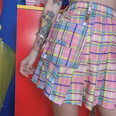 High Waist Wild Plaid Skirt