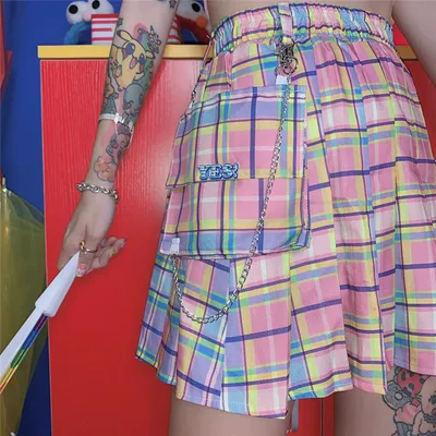High Waist Wild Plaid Skirt