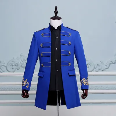 PYJTRL Men Double-breasted England Style Long Slim Fit