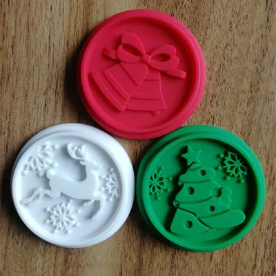 Silicone biscuit stamp with wooden handle
