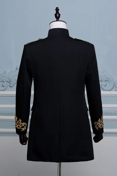 PYJTRL Men Double-breasted England Style Long Slim Fit