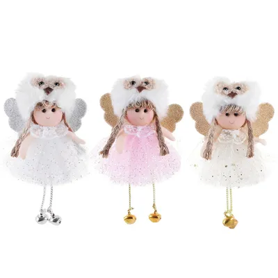 Christmas net yarn sequined antler angel pendant
