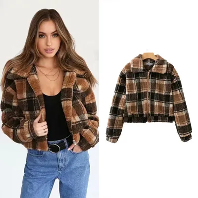 Stylish contrast checked jacket
