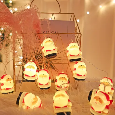 سلسلة أضواء LED للزينة (على شكل رجال ثلج وندفات ثلج) لشجرة عيد الميلاد - زينة معلقة
