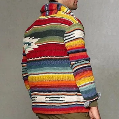 Large size irregular color striped cardigan jacket