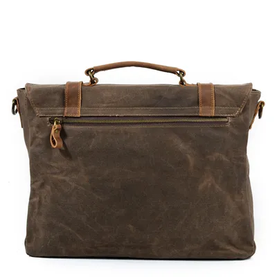 Waterproof oil wax canvas with leather briefcase