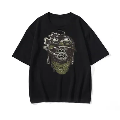Printed half-sleeve round neck combed cotton T-shirt