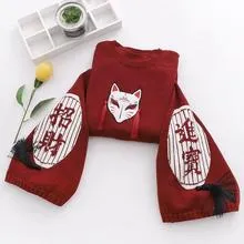 Red sweater women autumn design short top