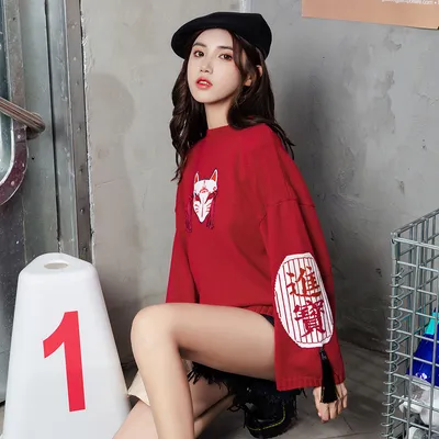 Red sweater women autumn design short top
