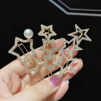 Five-pointed star rhinestone hair clip Liu Haibin clip