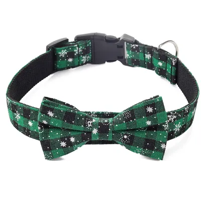 Christmas snowflake red bow collar