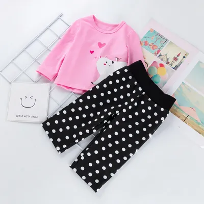 Pink T-shirt trouser suit cartoon animal baby