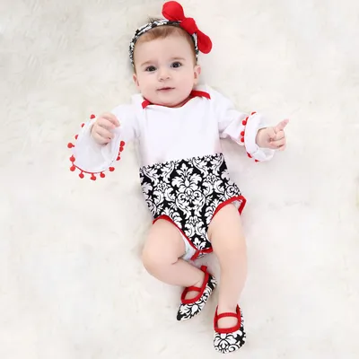 Spring and autumn baby one-piece quilted romper