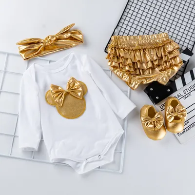 Baby Long Sleeve Romper Golden PP Pants Set