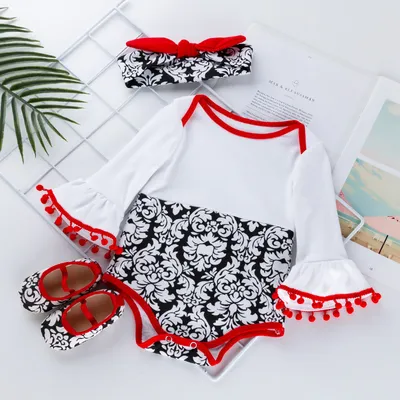 Spring and autumn baby one-piece quilted romper