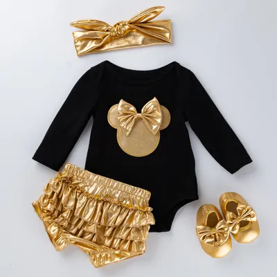 Baby Long Sleeve Romper Golden PP Pants Set