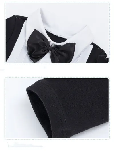 Black long-sleeved romper fake two-piece baby onesies