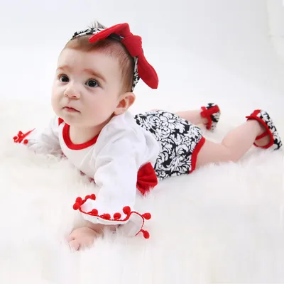 Spring and autumn baby one-piece quilted romper