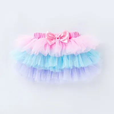 Baby Short Sleeve Romper Mesh Color Skirt