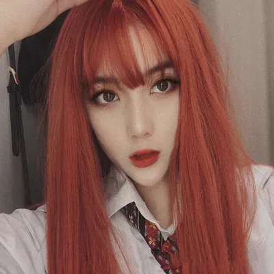 Air bangs long straight hair synthetic headgear