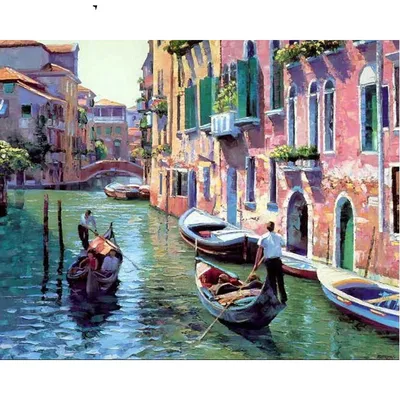Birthday gift decoration painting Venice town oil painting