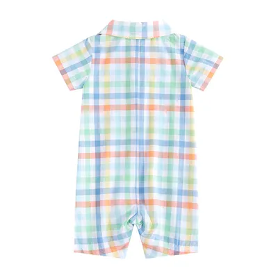 Summer Children's Shorts Baby Romper Plaid Shirt