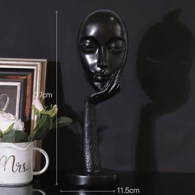 Nordic Abstract Art Thinker Thinking Lady Mask Figurine Resin Statue Office TV Cabinet Home Decoration Crafts