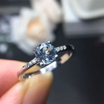 Women's natural aquamarine ring