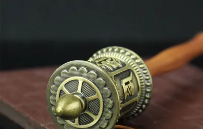 Buddhist supplies hand-cranked prayer wheels