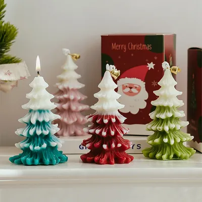 Merry Christmas Candle 3D Xmas Tree Shaped Aromatherapy Candles Ornaments Navidad New Year Party