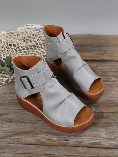 Summer New Style Clip Sandals High-top Solid Color Fold Bag Heel Flat Beach Shoes