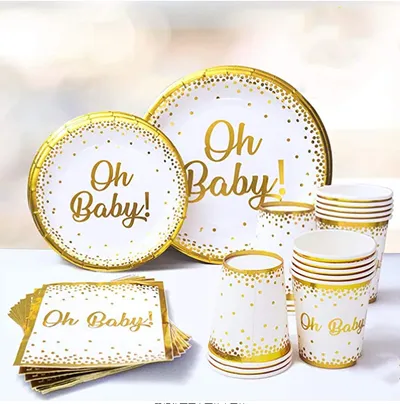 oh baby baby theme paper cup paper plate