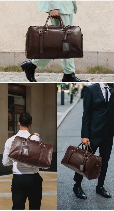 Vegetable Tanned Leather Luggage Bag, Men's Bag, Sports And Fitness Bag, Genuine Leather Business Handbag, Short Distance Outdoor Travel Bag