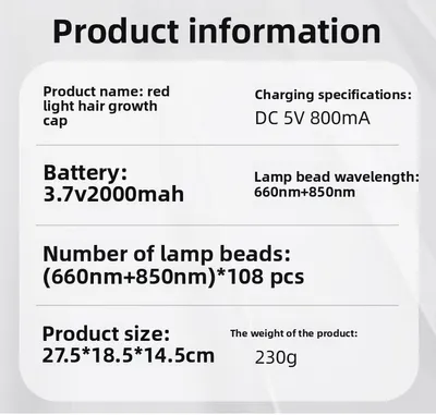 LED Red Light Hair Therapy Cap, Hot Compress Hair Care Device, Infrared Hair Care Cap