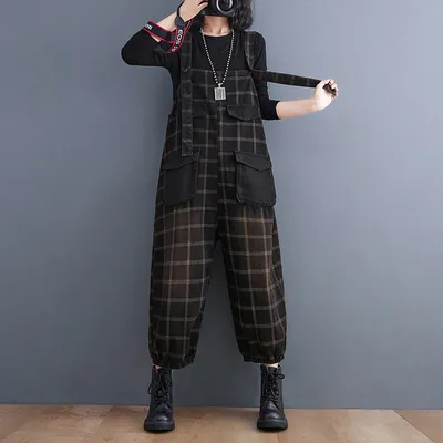Korean Version Of The New Large Size Printing Check Denim Strap