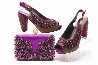 Large Size Rhinestone Bag With Shoes Wedding Diagonal Fashion