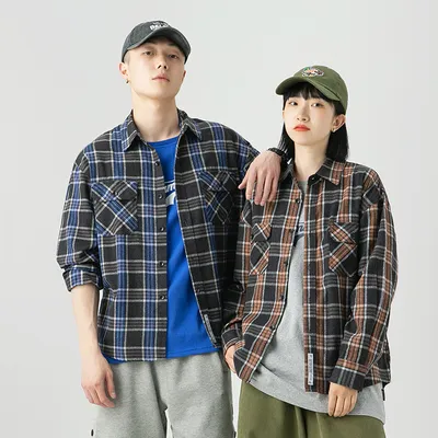 Long-sleeved Japanese Tide Brand Plaid Shirt