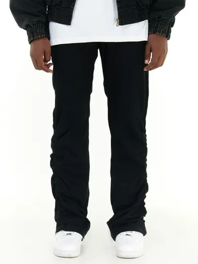 High Street Trendy Two-tone Pleated Casual Pants