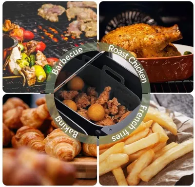 2x Air Fryer Silicone Pot Rectangle Baking Tray Basket Liners Insert Dish