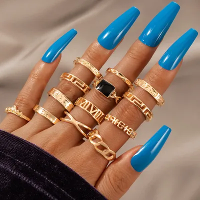Alloy Geometric Element Set Ring 13-piece Letter Star Ring Set