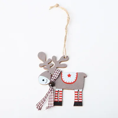 Wooden Crafts Pendants Custom Laser Cutting Christmas Decoration Wood Products Christmas Elk Pendants