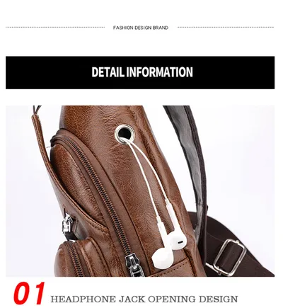 USB Portable Charging Chest Bag Messenger Bag